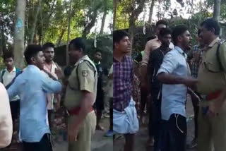 SFI students attacking SI in pala polytechnic college  എസ്ഐ  പാലാ പോളിടെക്‌നിക് കോളജ്  എസ്എഫ്ഐ പ്രവര്‍ത്തകര്‍