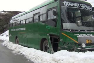 hrtc's AC bus is damaged in Theog