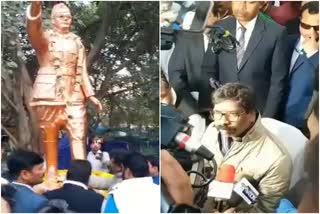 Chief Minister Hemant Soren garlanded the statue of Netaji in ranchi