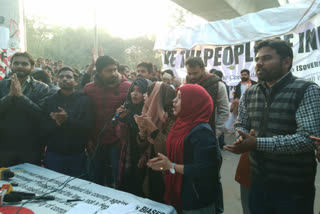 Students sang Jamia tarana at jamia university in delhi