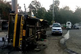 Clash between school bus and mini bus