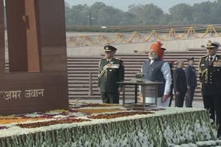 PM Modi pays homage to fallen soldiers at newly-built National War Memorial for first time