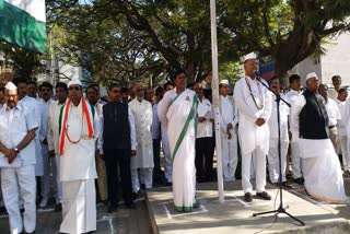 Dinesh Gundurao Flag hoisting at the KPCC office