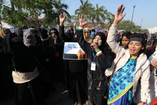 anti-CAA protest in Sambhal  anti-CAA protest  Sambhal news  UP women protest against CAA  പൗരത്വനിയമം  സാംബൽ  സ്ത്രീ  പ്രതിഷേധം  ഷാഫിക്കുർ റഹ്മാൻ ബാർക്ക്