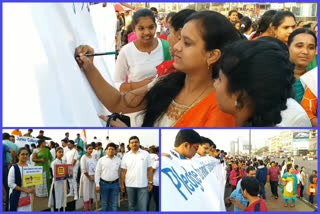 cpe junior college helds signature campaign on eradication of plastic at vishaka