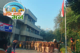 flag hoisting at dwarka dcp office on republic day