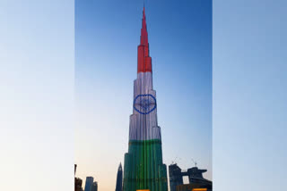 Burj Khalifa lights up in Indian flag colours