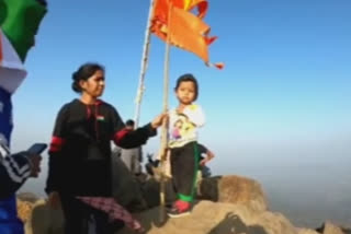 two-and-a-half-year-old girl climbed a cone named Kalavantin