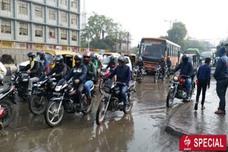 After rain Mud on Mehrauli Badarpur road at Tughlakabad in delhi