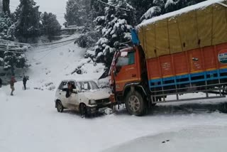 Maruti  collided with truck in Recongpeo