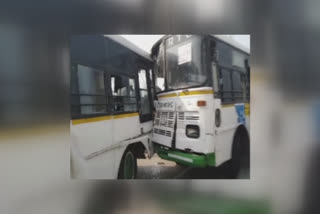 two rtc buses dash in barli