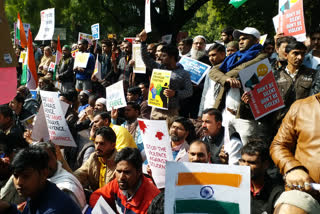 protest at jantar mantar over caa  in delhi