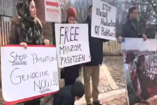 Pashtuns protest outside Pak Embassy in US over Manzoor's arrest