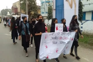 Coochbihar college students wearing black clothes on Saraswati Puja