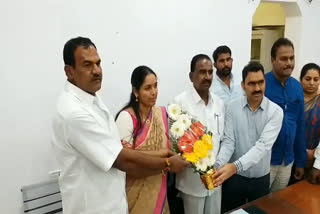 thumu padma tooke charge as an municipal chairman of bodan in nizamabad district