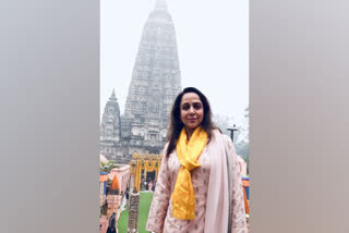 Hema Malini, Hema Malini news, Hema Malini updates, Hema Malini visits Buddha temple in Gaya Hema Malini visits gaya