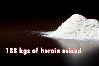 188 kg heroin seized, 6 men including Afghan national arrested