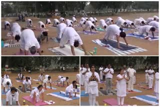 108 yogasanas at bollaram park on the eve of ratha sapthami