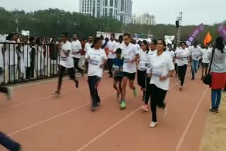 run for girl child at gachibouli in Hyderabad