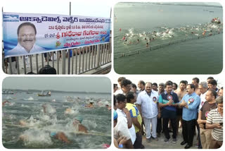 Aqua Devils Reverse Crossing Swimming Competitions in Krishna River in vijayawada