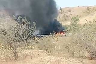 Fire in a truck filled with cotton lump