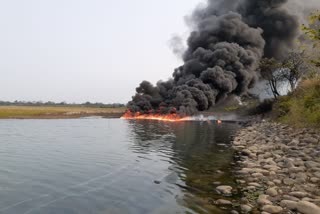 Fire breaks out at Burhi Dihing river in Assam