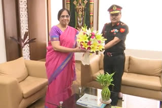 army general rk singh meet cs neelam sahni at amaravathi