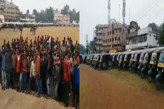 Drivers protesting demand for auto stand in Katni