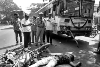 Bus collides with a two-wheeler