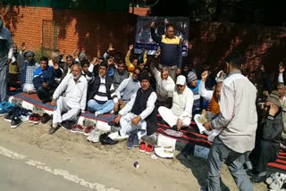 mechanical workers union protest in jind