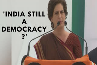 Whether we are still a democracy: Priyanka on J&K ex-CMs detention Priyanka Gandhi Vadra, Narendra Modi, ex-chief ministers f JK, Article 35A, Article 370 of the Constitution இந்தியாவில் ஜனநாயகம் இருக்கிறா? பிரியங்கா காந்தி கேள்வி J&K Article 35A ஜம்மு காஷ்மீர் சட்டப்பிரிவு 370 நீக்கம் பிரியங்கா காந்தி, பிரியங்கா காந்தி ட்வீட்டர், பிரியங்கா காந்தி ஜம்மு காஷ்மீர், மெகபூபா முஃப்தி, ஓமர் அப்துல்லா