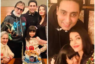 Abhishek bachchan 44 birthday, Abhishek bachchan birthday, Aishwarya rai shares family picture on social media, Aishwarya rai, Abhishek's birthday party pictures