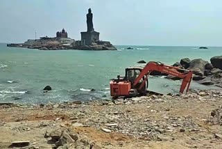 kanyakumari triveni sangamam, triveni sangamam rennovation work started, முக்கடல் சங்கமப் பகுதியை சீரமைப்புப் பணிகள்