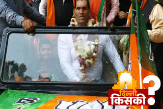 Wrestler the Great Khali road show in support of BJP candidate