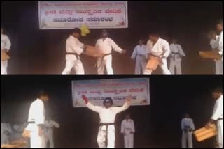 karate practice by  S. Mahadev for Limca Record