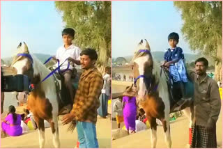 Photo with a horse at medaram jatara mulugu