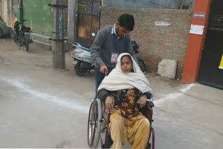 Women voters reached wheelchair to cast their vote