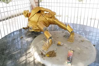 Mahatma Gandhi statue damaged