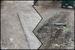 main road of Harsh Vihar is in bad condition