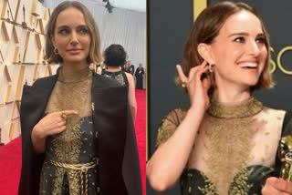 Natalie Portman's Osca 2020 cape pays tribute to snubbed female directors Nomination  ഓസ്കാര്‍ റെഡ് കാര്‍പ്പറ്റില്‍ പ്രതിഷേധിച്ച് നടി  വനിതാ സംവിധായകര്‍ക്ക് ഐക്യദാര്‍ഢ്യം; ഓസ്കാര്‍ റെഡ് കാര്‍പ്പറ്റില്‍ പ്രതിഷേധിച്ച് നടി  നതാലി പോര്‍ട്ട്മാന്‍  92 ആം അക്കാദമി അവാര്‍ഡ്  Natalie Portman's Osca 2020  female directors Nomination