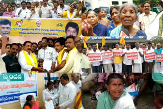 tdp  members  protest for elimination of pensions across the state