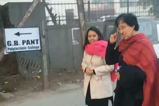 aap candidate aatishi reached at gb pant college counting center