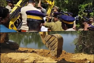 Bund construction at Bhoothan Dam,  bhoothathan dam bundu  ഭൂതത്താന്‍ അണക്കെട്ട്  ഭൂതത്താന്‍ അണക്കെട്ടിലെ ബണ്ട് നിര്‍മാണം  എസ് സുഹാസ്