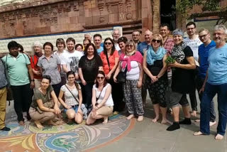 Germans visiting the temple of Sri Lakshmi Nrusimhaswamy