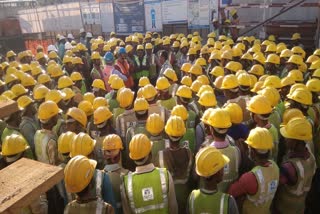 Chaibasa Novamundi Tata Steel contractors and laborers stop working