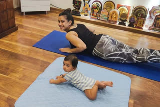 Maza Talkies Queen Shwetha Chengappa, Maza Talkies Queen Shwetha Chengappa is workout with baby boy, Maza Talkies Queen Shwetha Chengappa news, ಮಜಾ ಟಾಕೀಸ್ ರಾಣಿ ಶ್ವೇತಾ ಚೆಂಗಪ್ಪ, ಮಗುವಿನ ಜೊತೆ ವರ್ಕೌಟ್​ ಮಾಡಿದ ಮಜಾ ಟಾಕೀಸ್ ರಾಣಿ ಶ್ವೇತಾ ಚೆಂಗಪ್ಪ, ಮಜಾ ಟಾಕೀಸ್ ರಾಣಿ ಶ್ವೇತಾ ಚೆಂಗಪ್ಪ ಸುದ್ದಿ,