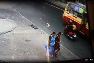 TN govt Bus runs over two-wheeler