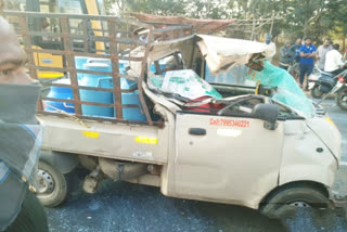 Road accident Milk van driver dies on the spot at bandlaguda