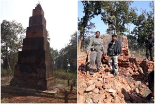 Police demolished the Naxalite memorial in Kanker