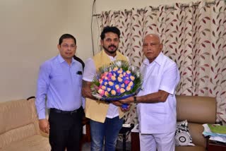 Cricketer Srishant met Karnataka cm b.s.yeddyurappa